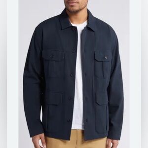 Billy Reid Pelican Safari Overshirt Button Up Long Sleeve Carbon Blue Medium